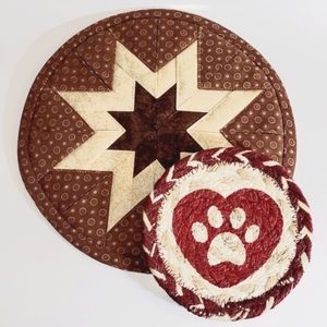 Hot Pad Quilted Star & Heart Paw Print 🐾 Coaster, Handmade, New